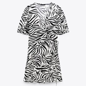 Zara Zebra Print Wrap Mini Dress